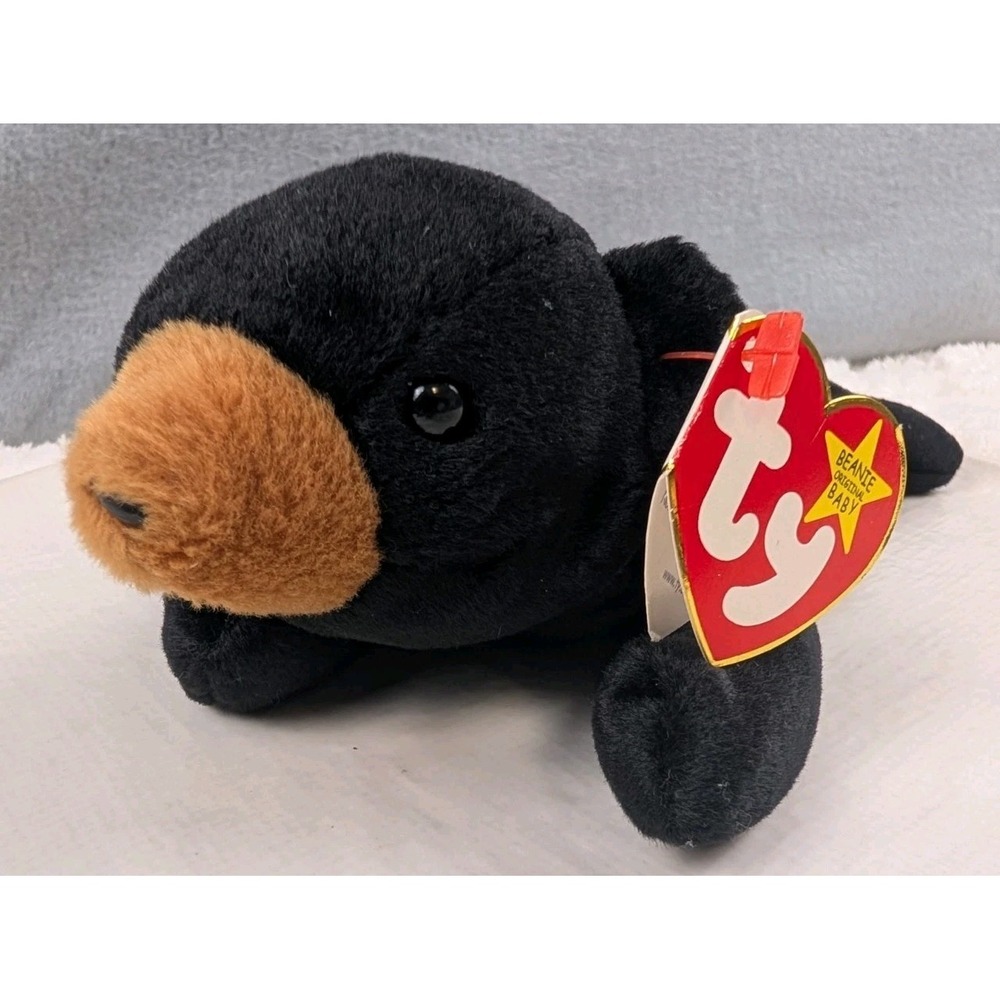 TY Beanie Baby Blackie Bear 4011 4th Gen Hang Tag 1994 DOB PE Pellets Retired